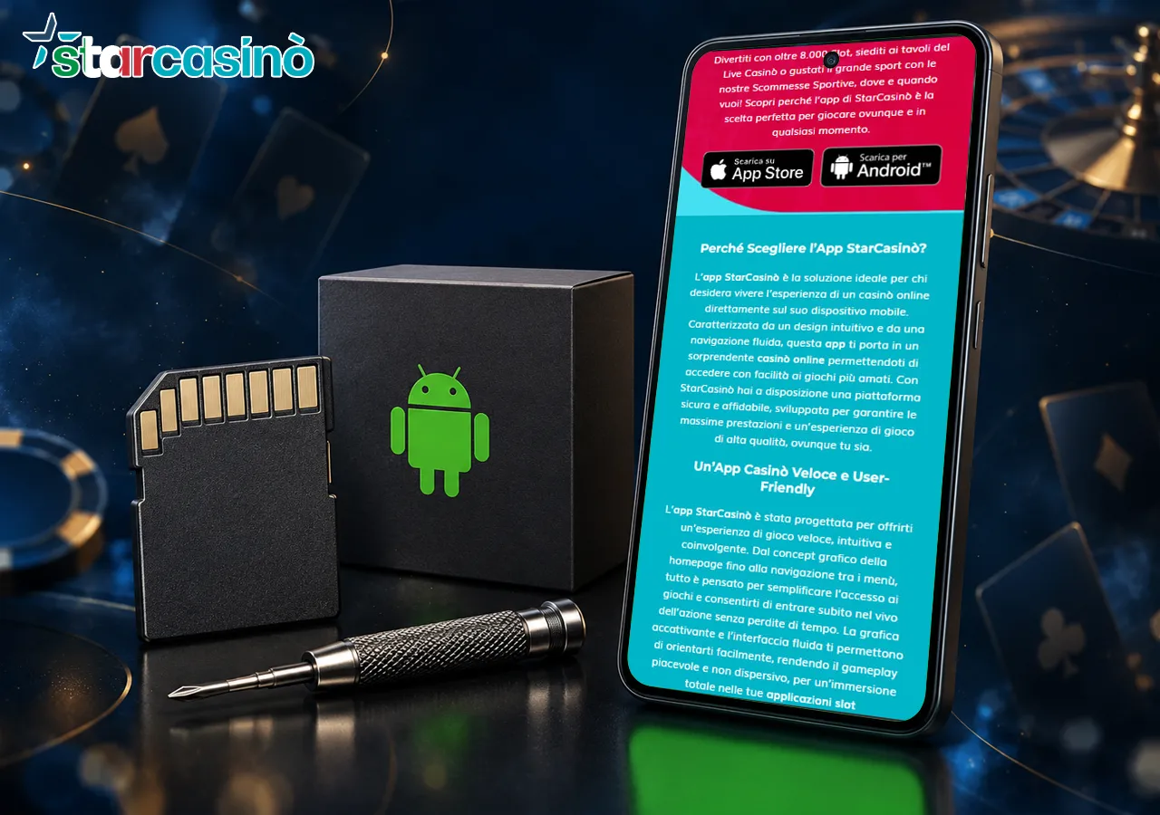 L’app Android appare sul telefono, accanto a scheda, logo Android e stilo